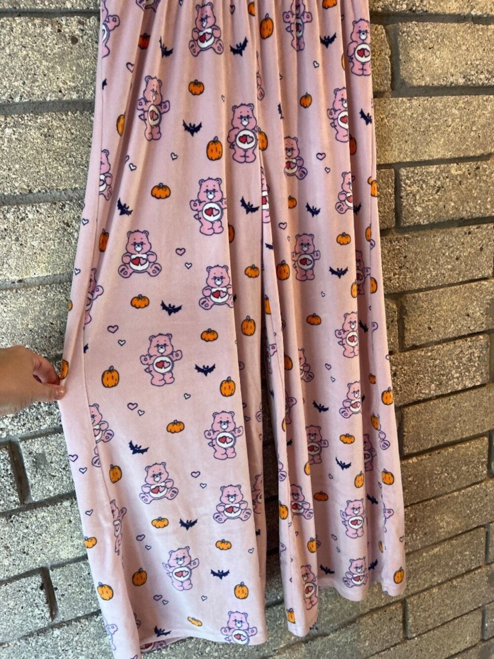 Munki Munki Care Bears Pink Pajama Pants M Halloween Pumpkins & Bats Design